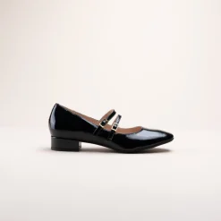 Ballerines NOIR Femme CUIR Motif Vernis Boucle