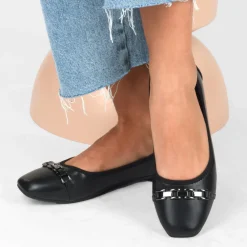 Ballerines NOIR Femme Motif Chaîne A Enfiler