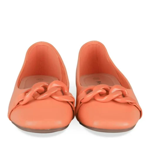 Ballerines ORANGE Femme Motif Chaîne A Enfiler