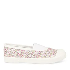 Ballerines Toile BLANC Fille Motif Fleuri A Enfiler