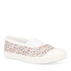 Ballerines Toile BLANC Fille Motif Fleuri A Enfiler