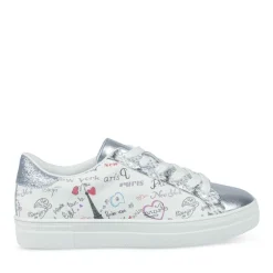Baskets ARGENT Femme Motif Paillettes Lacets