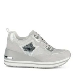 Baskets ARGENT Femme Motif Paillettes Lacets