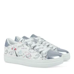 Baskets ARGENT Femme Motif Paillettes Lacets