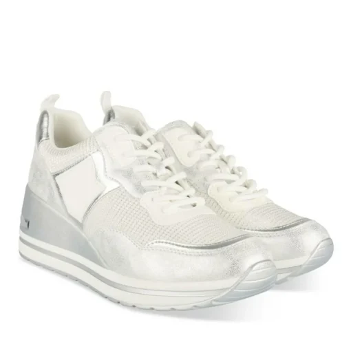 Baskets ARGENT Femme Motif Uni Lacets