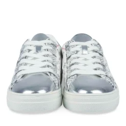 Baskets ARGENT Femme Motif Paillettes Lacets