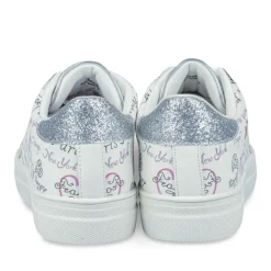 Baskets ARGENT Femme Motif Paillettes Lacets