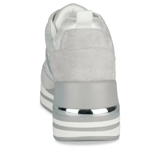 Baskets ARGENT Femme Motif Paillettes Lacets