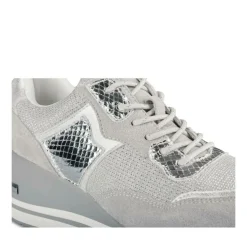 Baskets ARGENT Femme Motif Paillettes Lacets