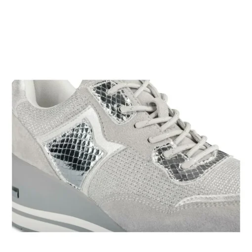 Baskets ARGENT Femme Motif Paillettes Lacets