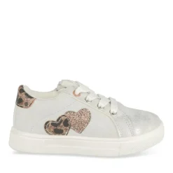 Baskets ARGENT Fille Motif Coeurs Lacets