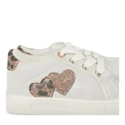 Baskets ARGENT Fille Motif Coeurs Lacets