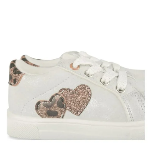 Baskets ARGENT Fille Motif Coeurs Lacets