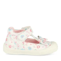 Baskets Babies BLANC Fille Motif Fleuri Scratch