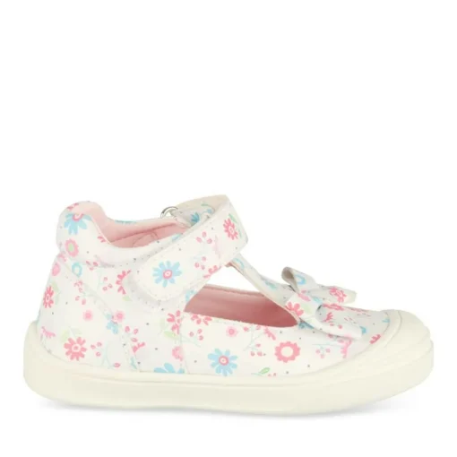 Baskets Babies BLANC Fille Motif Fleuri Scratch