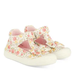 Baskets Babies BLANC Fille Motif Fleuri Scratch