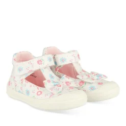 Baskets Babies BLANC Fille Motif Fleuri Scratch