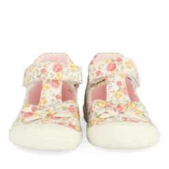 Baskets Babies BLANC Fille Motif Fleuri Scratch