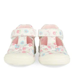 Baskets Babies BLANC Fille Motif Fleuri Scratch