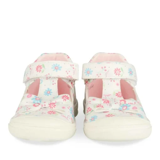 Baskets Babies BLANC Fille Motif Fleuri Scratch