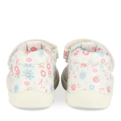 Baskets Babies BLANC Fille Motif Fleuri Scratch