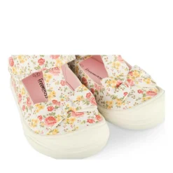 Baskets Babies BLANC Fille Motif Fleuri Scratch