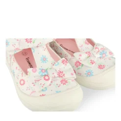 Baskets Babies BLANC Fille Motif Fleuri Scratch