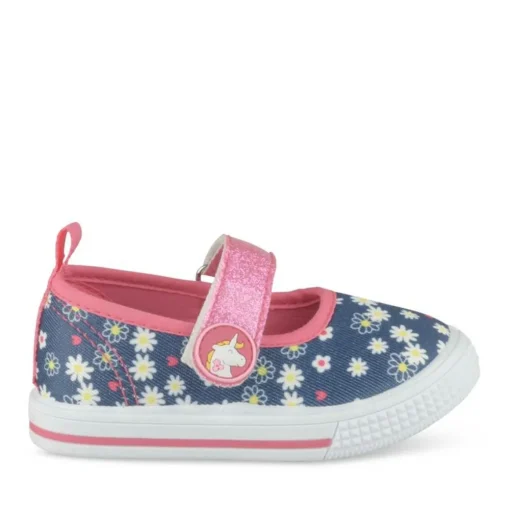 Baskets Babies MARINE Fille Motif Fleuri Scratch