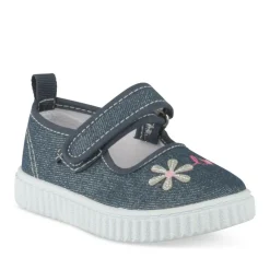 Baskets Babies MARINE Fille Motif Fleuri Scratch