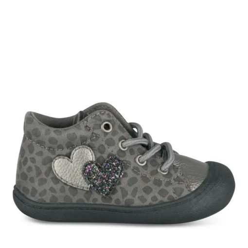 Baskets Baskets ARGENT Fille Motif Coeurs Lacets
