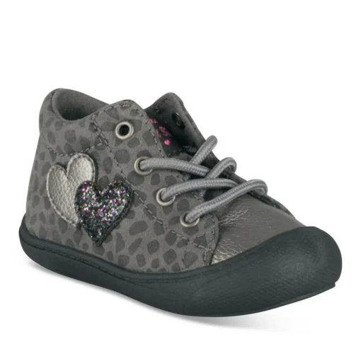 Baskets Baskets ARGENT Fille Motif Coeurs Lacets