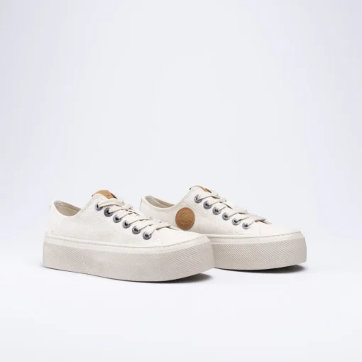 Baskets BEIGE Femme Motif Uni Lacets