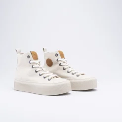 Baskets BEIGE Femme Motif Uni Lacets