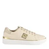 Baskets BEIGE Femme Motif Paillettes Lacets