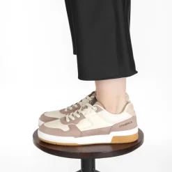 Baskets BEIGE Femme Motif Uni Lacets
