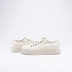 Baskets BEIGE Femme Motif Uni Lacets