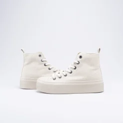 Baskets BEIGE Femme Motif Uni Lacets