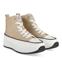 Baskets BEIGE Femme Motif Uni Lacets