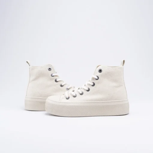 Baskets BEIGE Femme Motif Uni Lacets