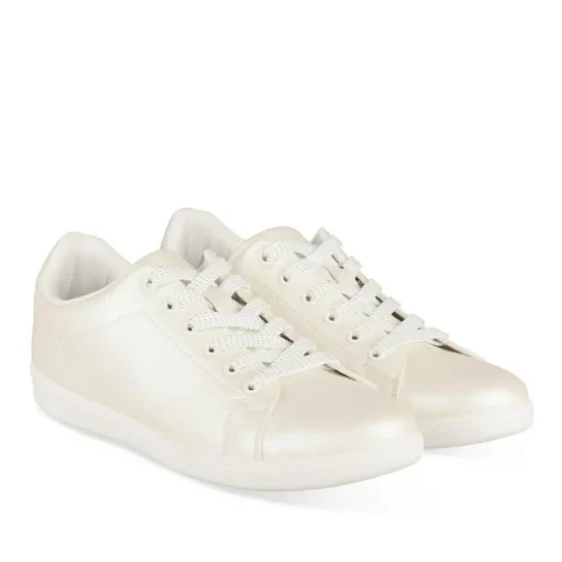 Baskets BEIGE Femme Motif Iridescent Lacets