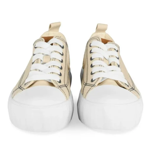 Baskets BEIGE Femme Motif Uni Lacets