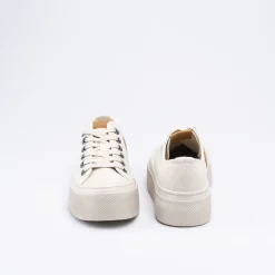Baskets BEIGE Femme Motif Uni Lacets