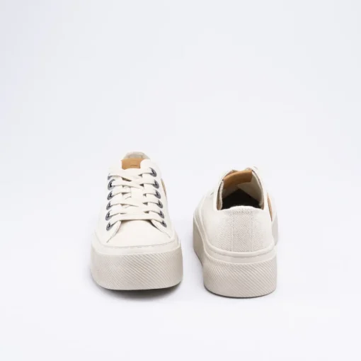 Baskets BEIGE Femme Motif Uni Lacets