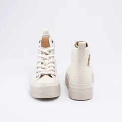 Baskets BEIGE Femme Motif Uni Lacets
