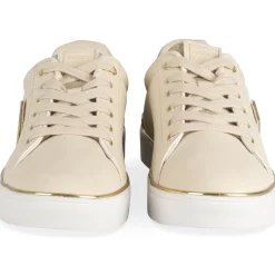 Baskets BEIGE Femme Motif Paillettes Lacets