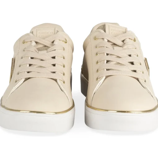 Baskets BEIGE Femme Motif Paillettes Lacets