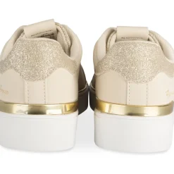 Baskets BEIGE Femme Motif Paillettes Lacets