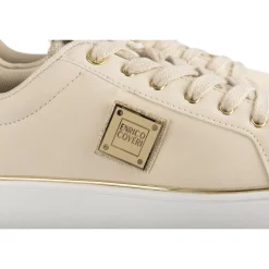 Baskets BEIGE Femme Motif Paillettes Lacets