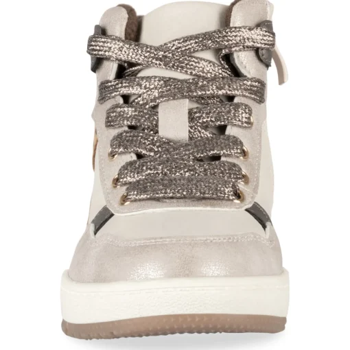 Baskets BEIGE Fille Motif Uni Lacets + Fermeture éclair