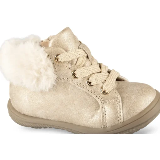 Baskets BEIGE Fille Motif Uni Lacets + Fermeture éclair